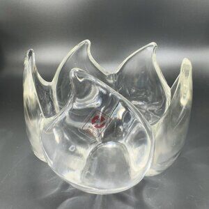 Vintage Vetreria Etrusca Italian Clear Glass Dish Bowl Centerpiece W Sticker VTG